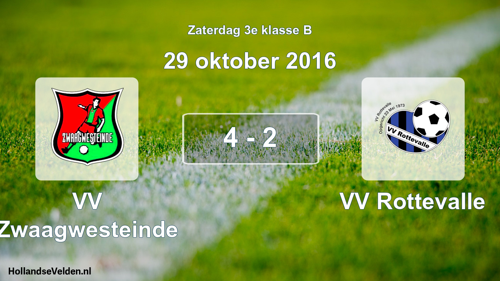 Total number of matches played: VV Zwaagwesteinde - VV Rottevalle 4 - 2 (29 October 2016)
