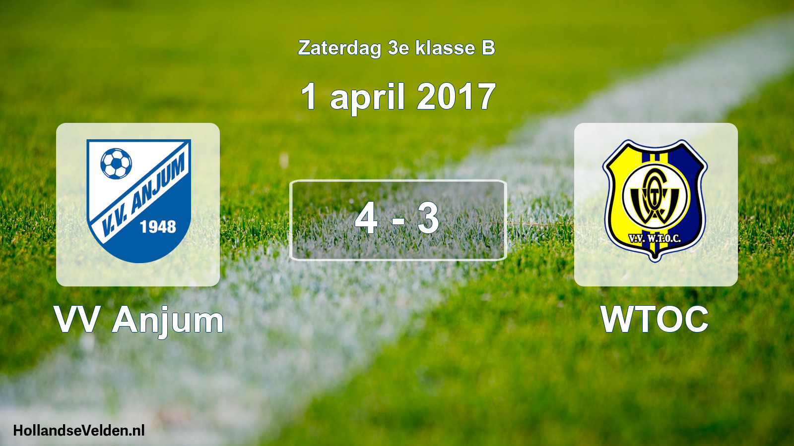 Total number of matches played: VV Anjum - WTOC 4 - 3 (1 April 2017)