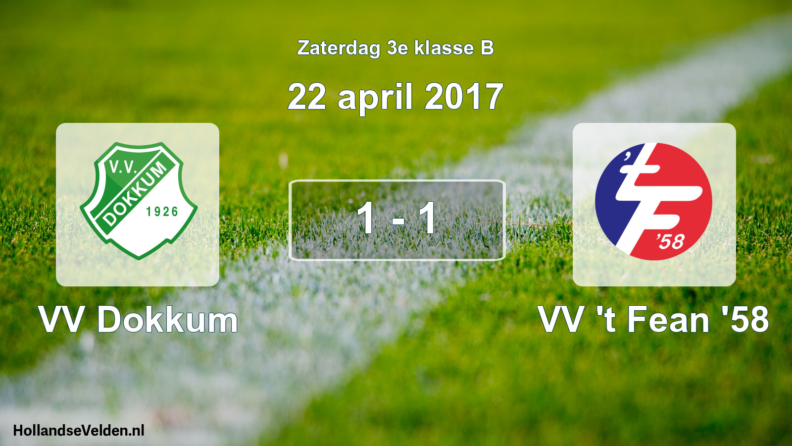 Total number of matches played: VV Dokkum - VV 't Fean '58 1 - 1 (22 April 2017)