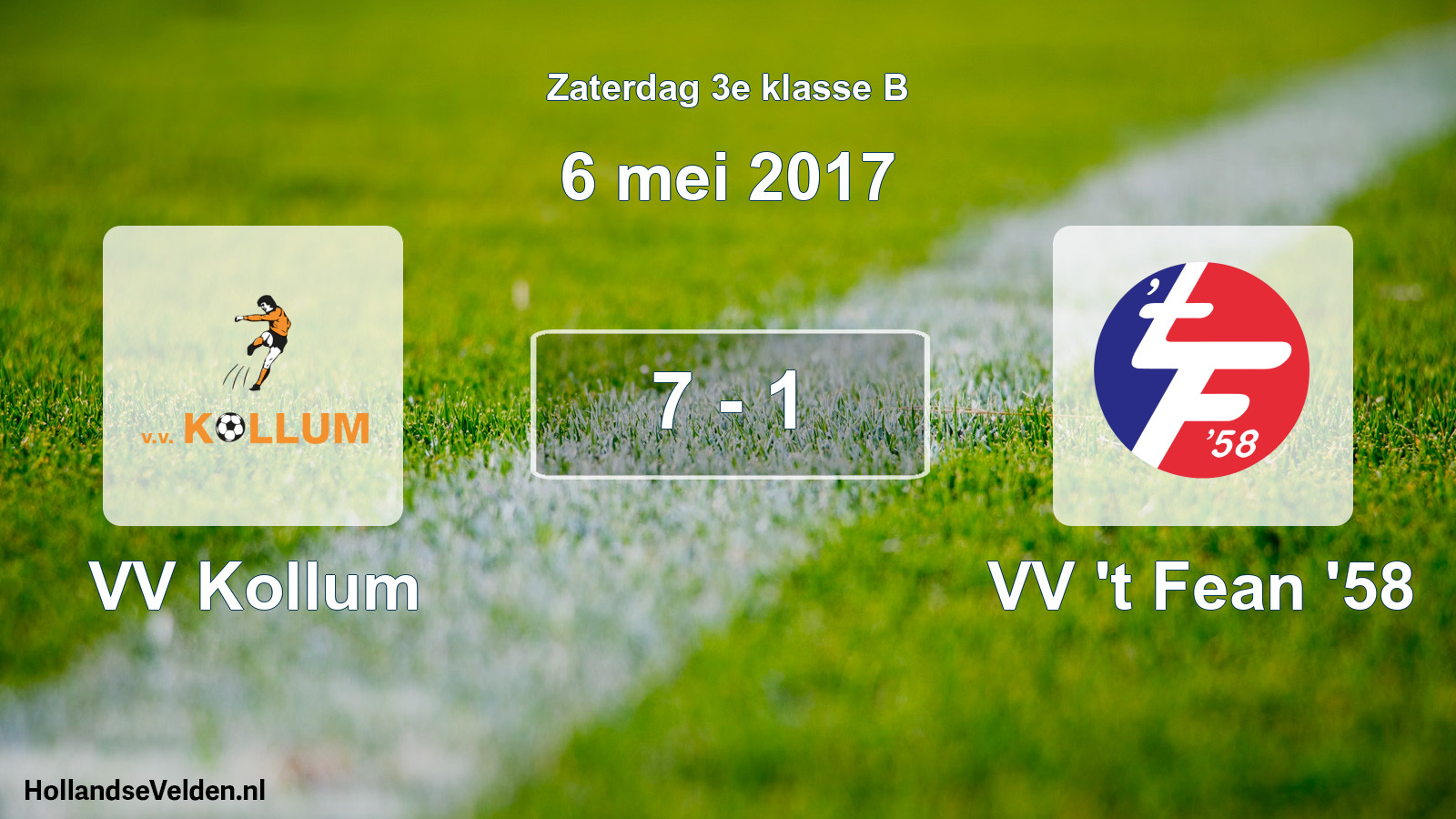 Total number of matches played: VV Kollum - VV 't Fean '58 7 - 1 (6 May 2017)