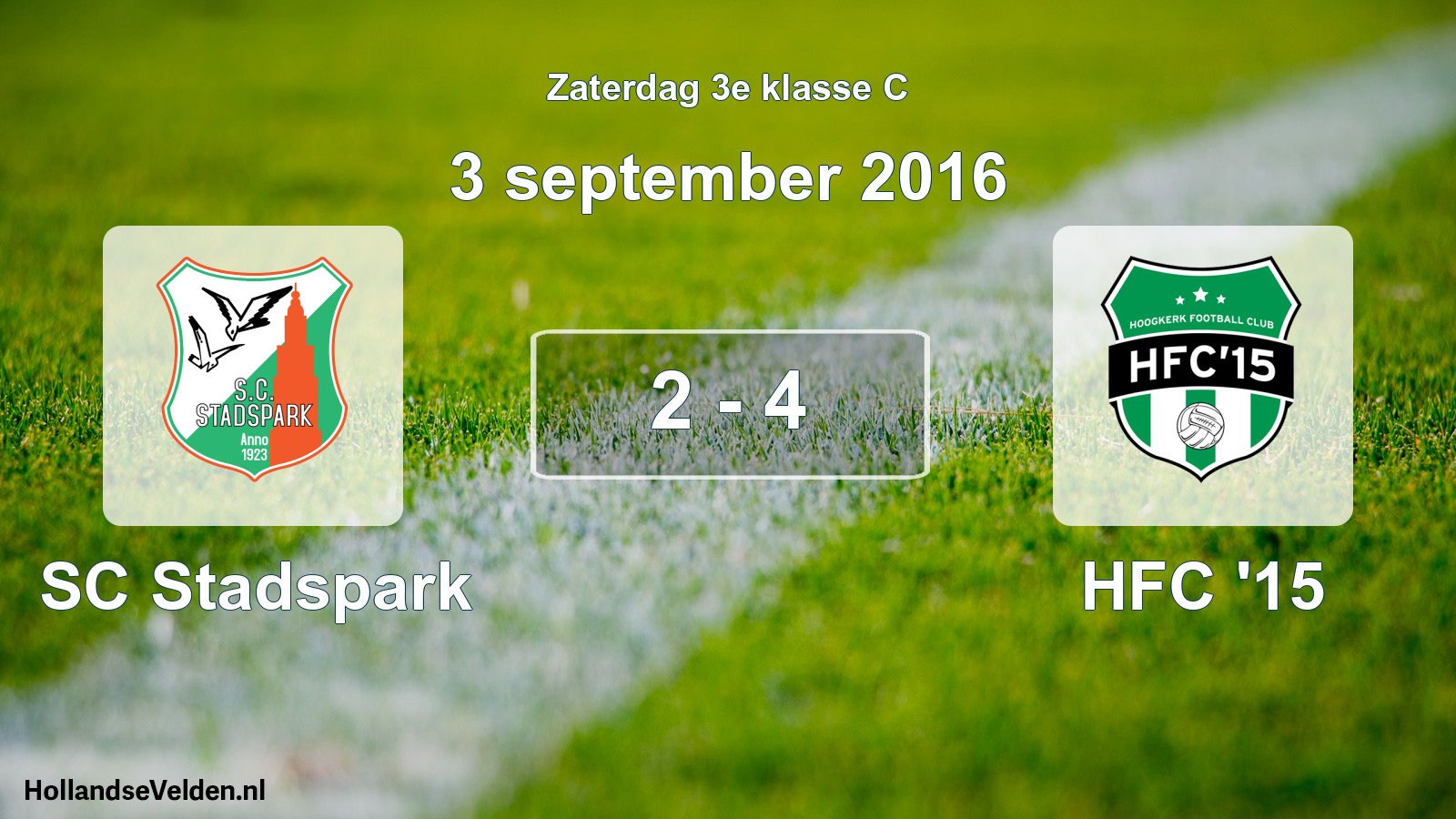 Total number of matches played: SC Stadspark - HFC '15 2 - 4 (3 September 2016)
