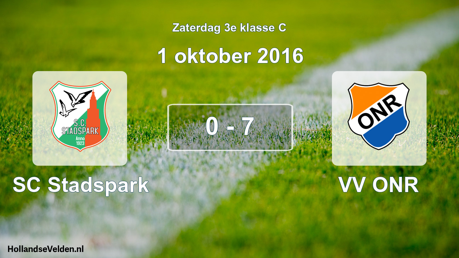 Total number of matches played: SC Stadspark - VV ONR 0 - 7 (1 October 2016)
