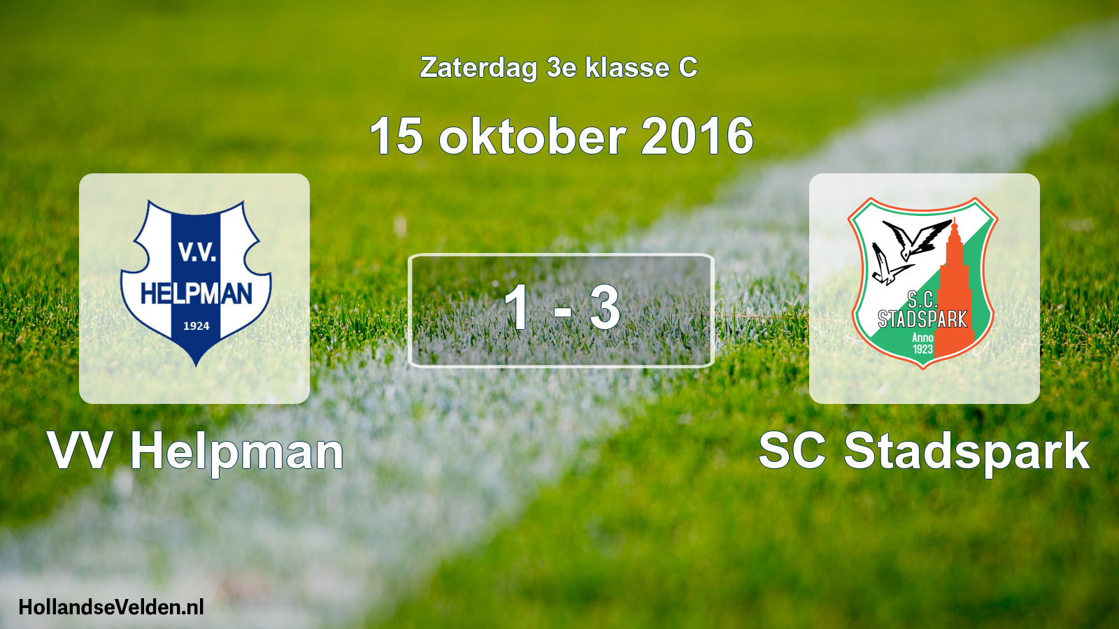 Total number of matches played: VV Helpman - SC Stadspark 1 - 3 (15 October 2016)
