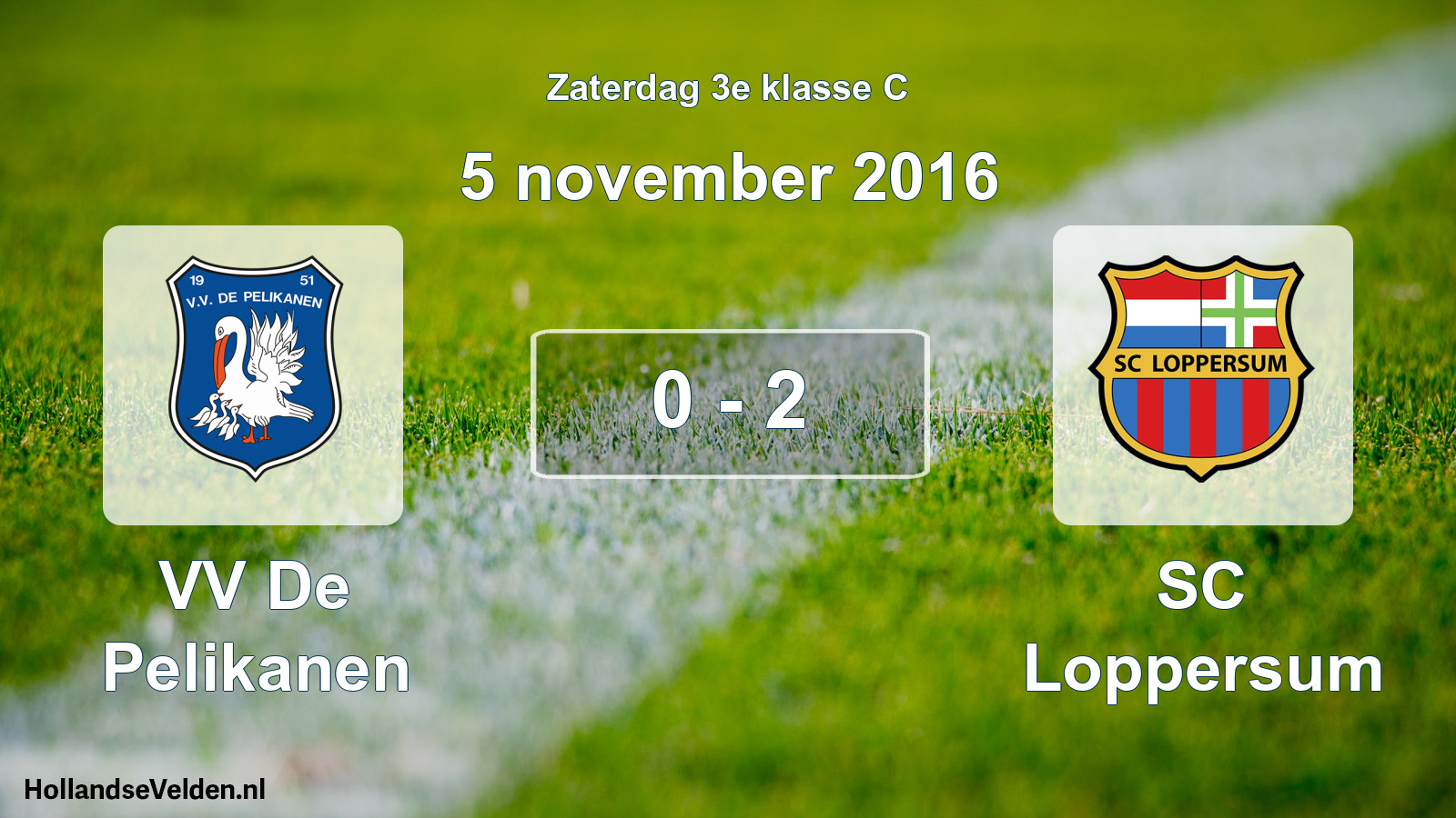 Total number of matches played: VV De Pelikanen - SC Loppersum 0 - 2 (5 November 2016)