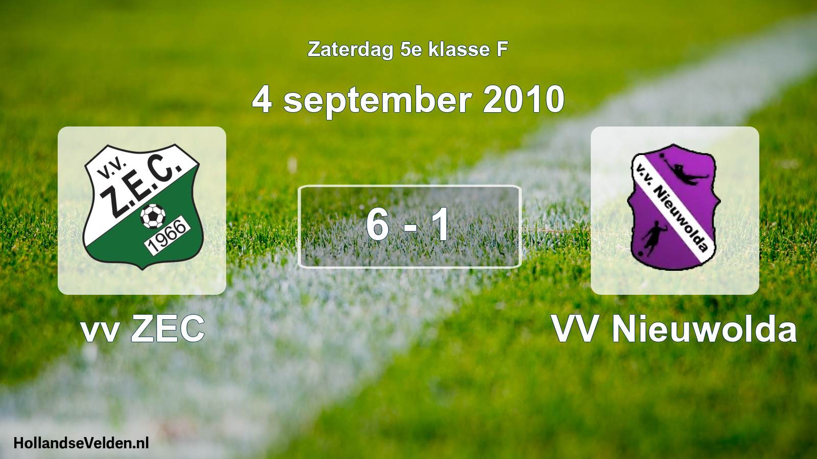 Total number of matches played: vv ZEC - VV Nieuwolda 6 - 1 (4 September 2010)