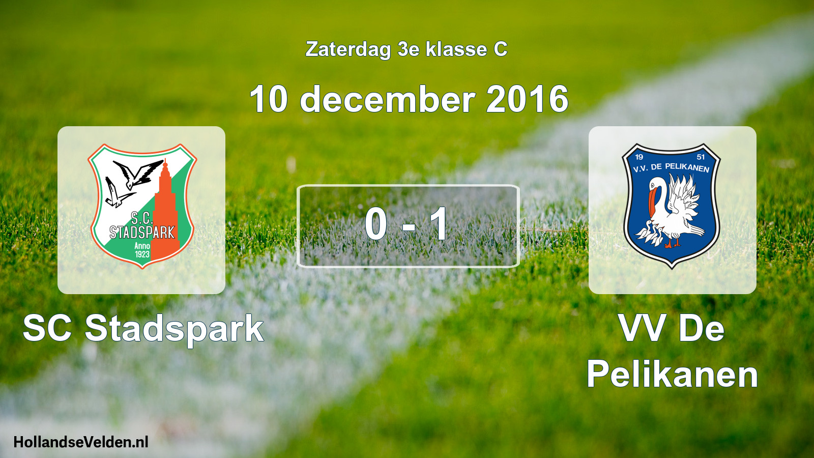Total number of matches played: SC Stadspark - VV De Pelikanen 0 - 1 (10 December 2016)