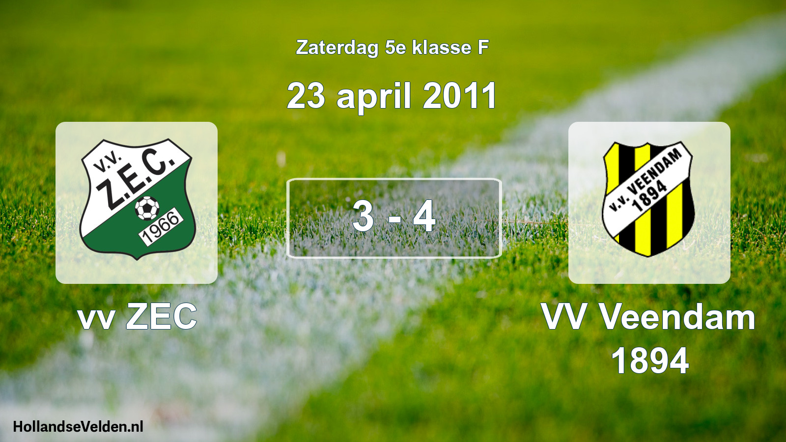Total number of matches played: vv ZEC - VV Veendam 1894 3 - 4 (23 April 2011)