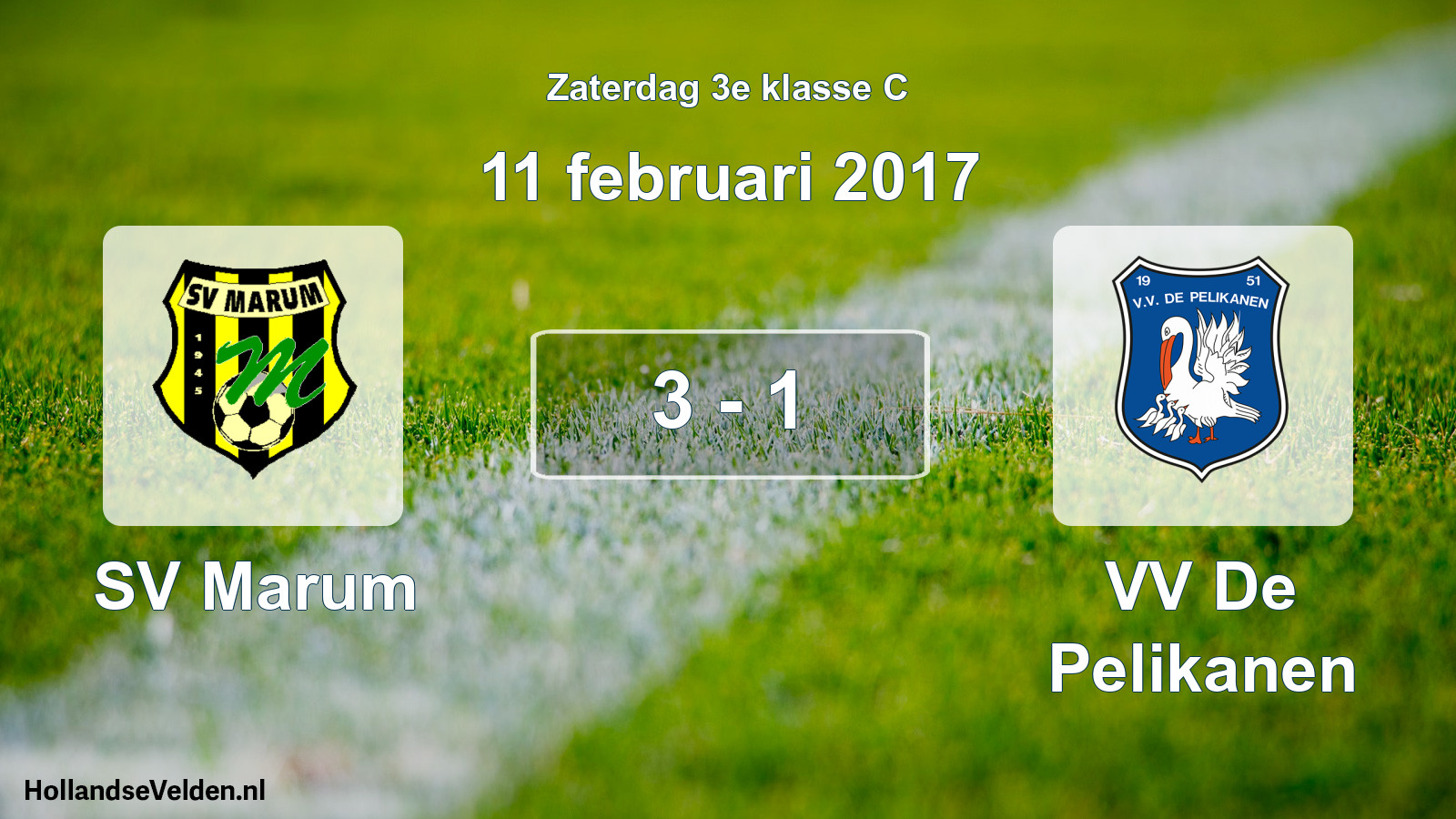 Total number of matches played: SV Marum - VV De Pelikanen 3 - 1 (11 February 2017)