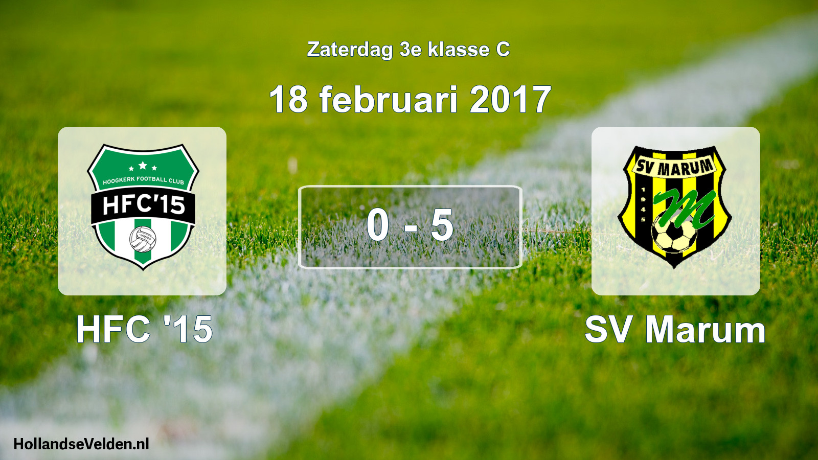 Total number of matches played: HFC '15 - SV Marum 0 - 5 (18 February 2017)