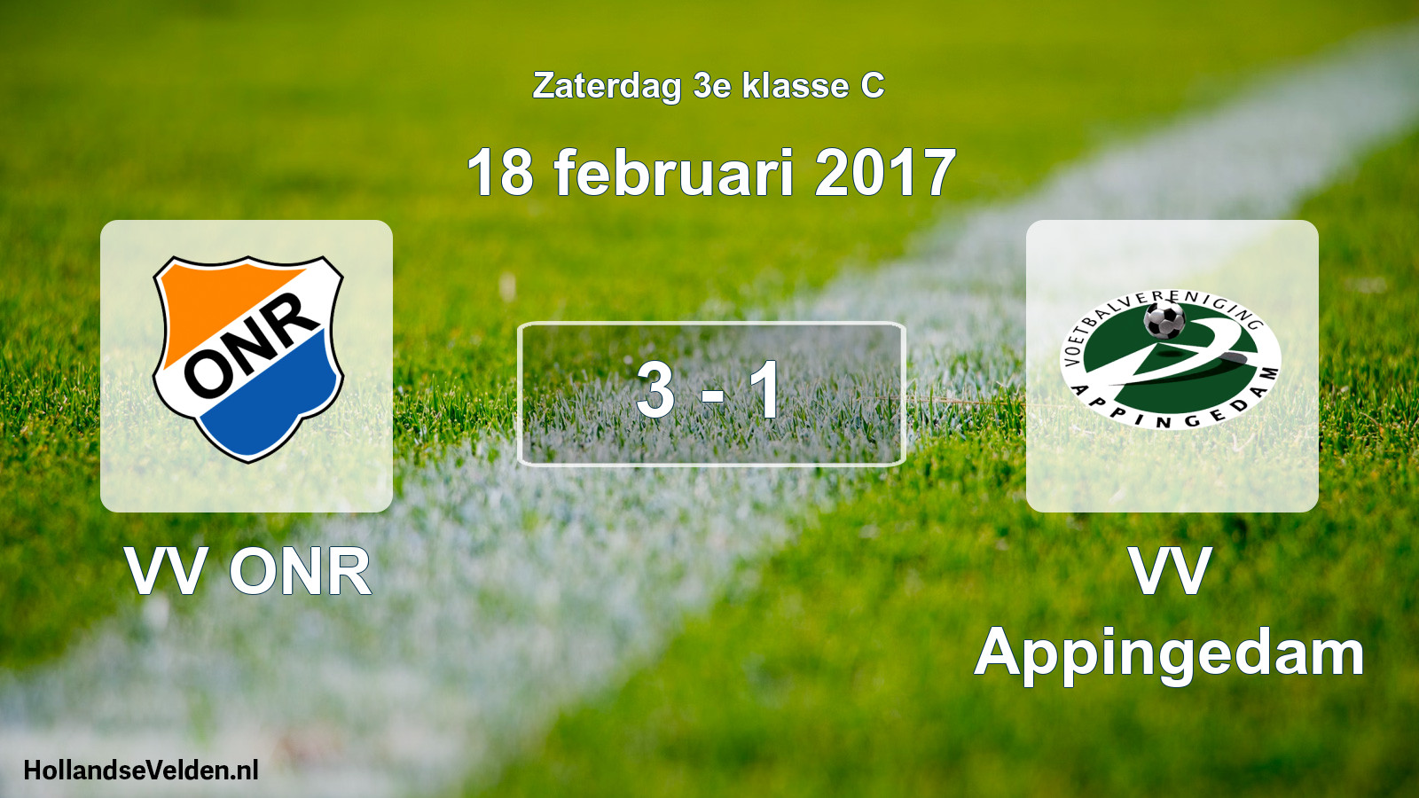 Total number of matches played: VV ONR - VV Appingedam 3 - 1 (18 February 2017)