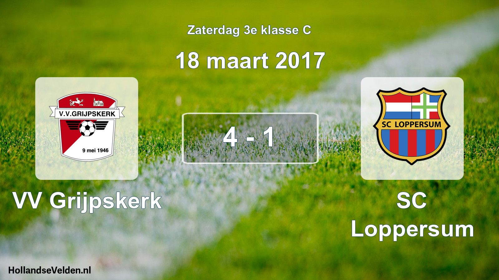 Total number of matches played: VV Grijpskerk - SC Loppersum 4 - 1 (18 March 2017)
