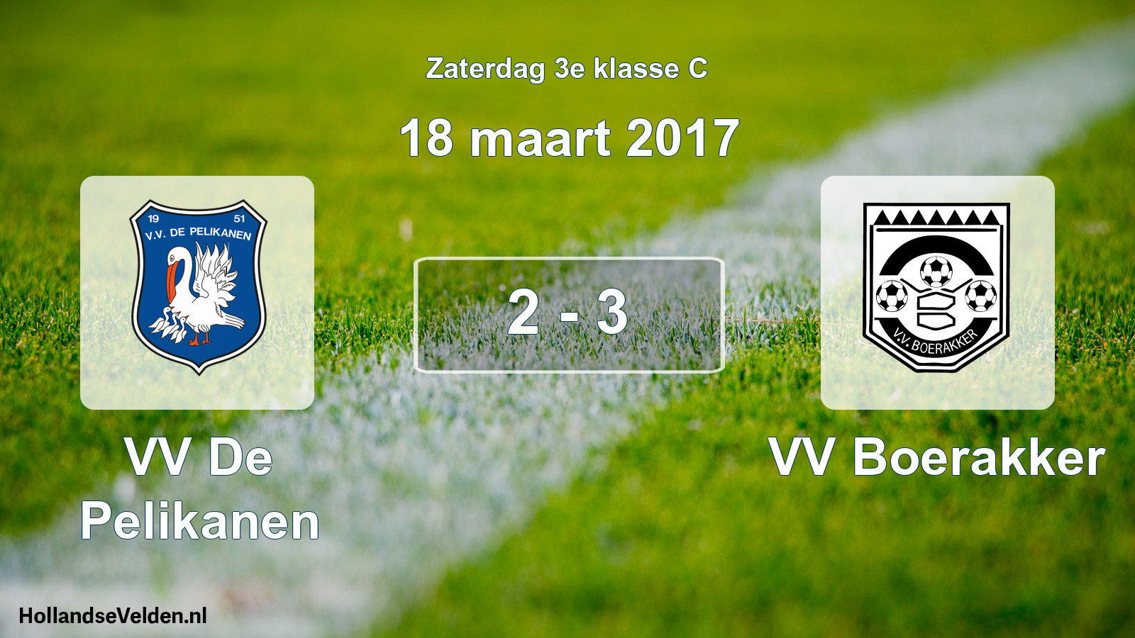Total number of matches played: VV De Pelikanen - VV Boerakker 2 - 3 (18 March 2017)