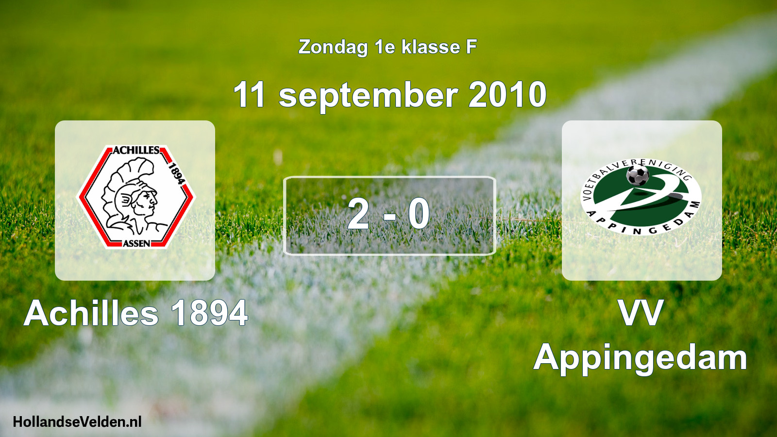 Total number of matches played: Achilles 1894 - VV Appingedam 2 - 0 (11 September 2010)