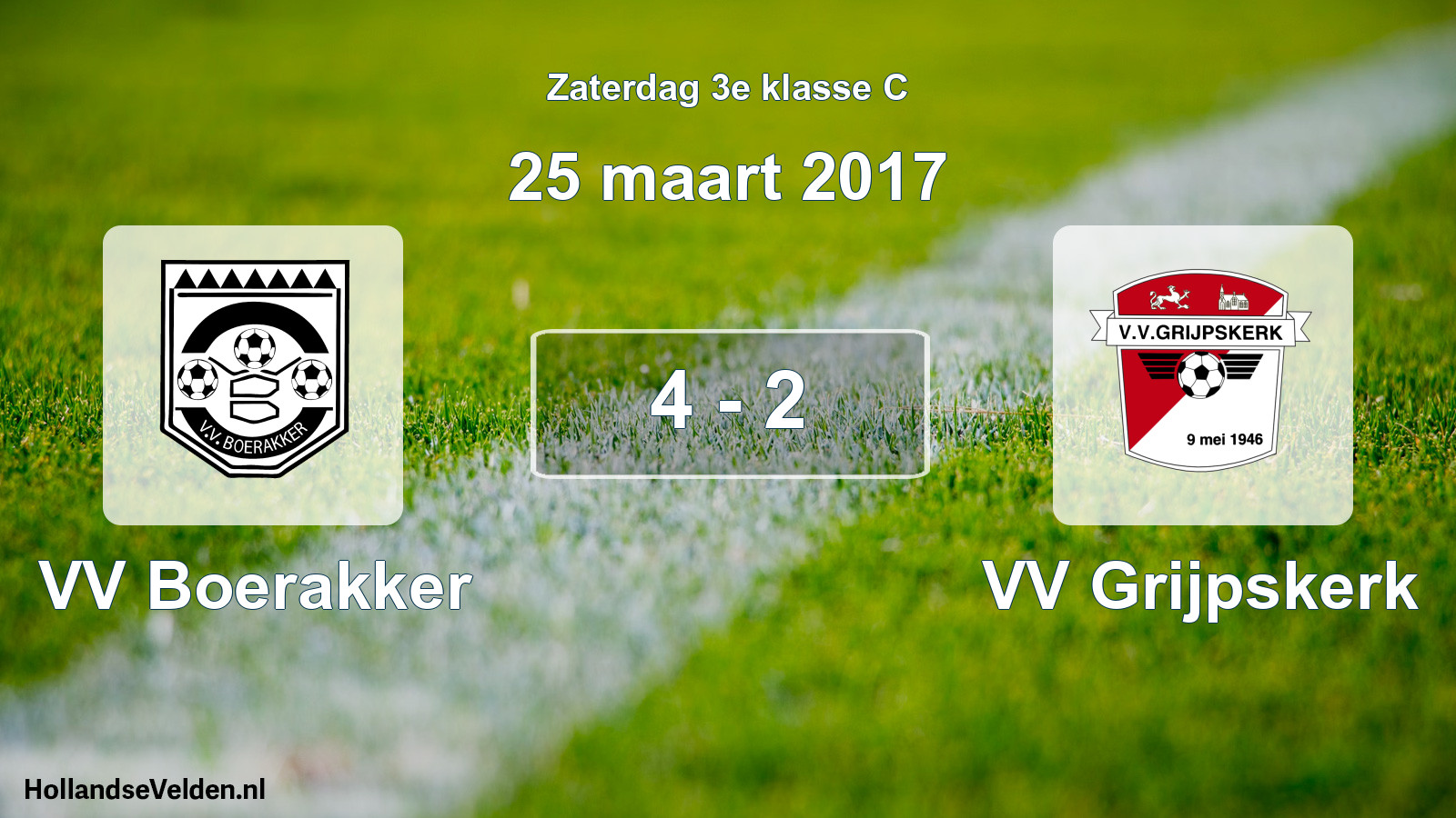 Total number of matches played: VV Boerakker - VV Grijpskerk 4 - 2 (25 March 2017)