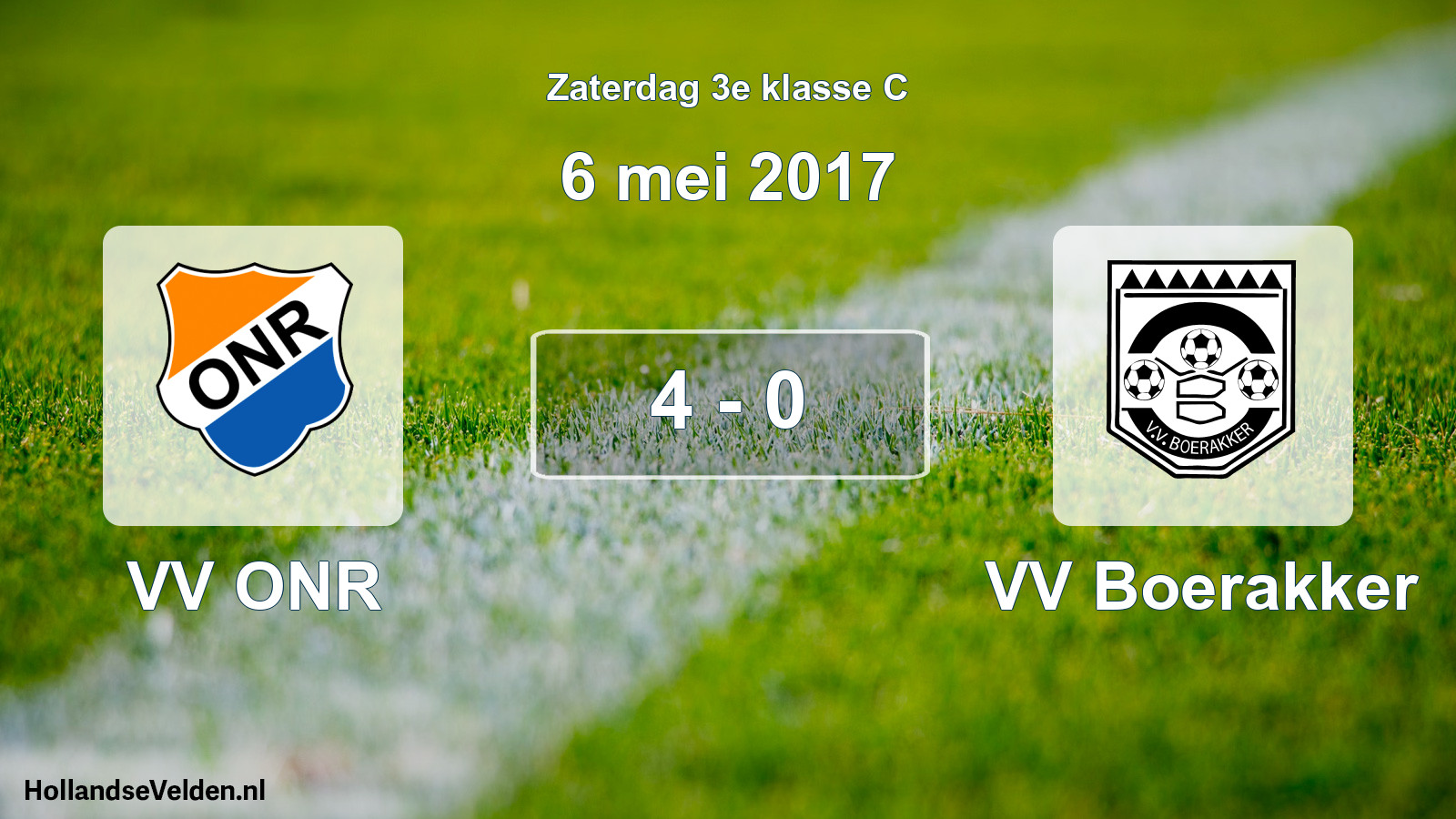 Total number of matches played: VV ONR - VV Boerakker 4 - 0 (6 May 2017)