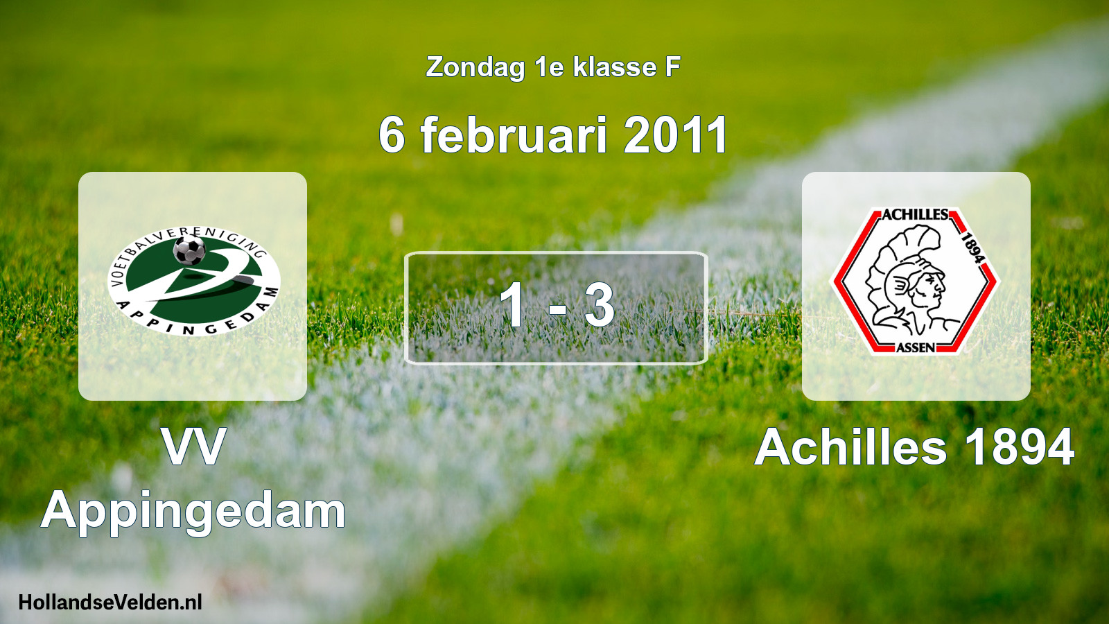 Total number of matches played: VV Appingedam - Achilles 1894 1 - 3 (6 February 2011)