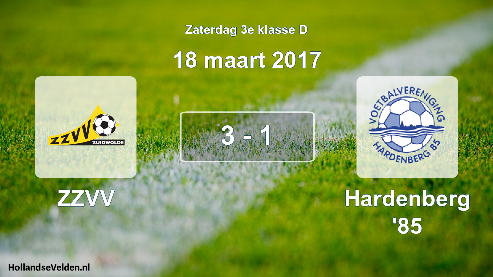 Total number of matches played: ZZVV - Hardenberg '85 3 - 1 (18 March 2017)