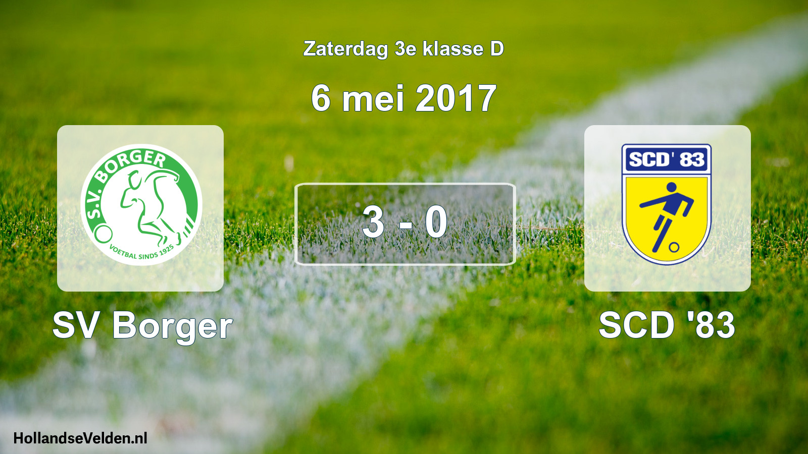 Total number of matches played: SV Borger - SCD '83 3 - 0 (6 May 2017)