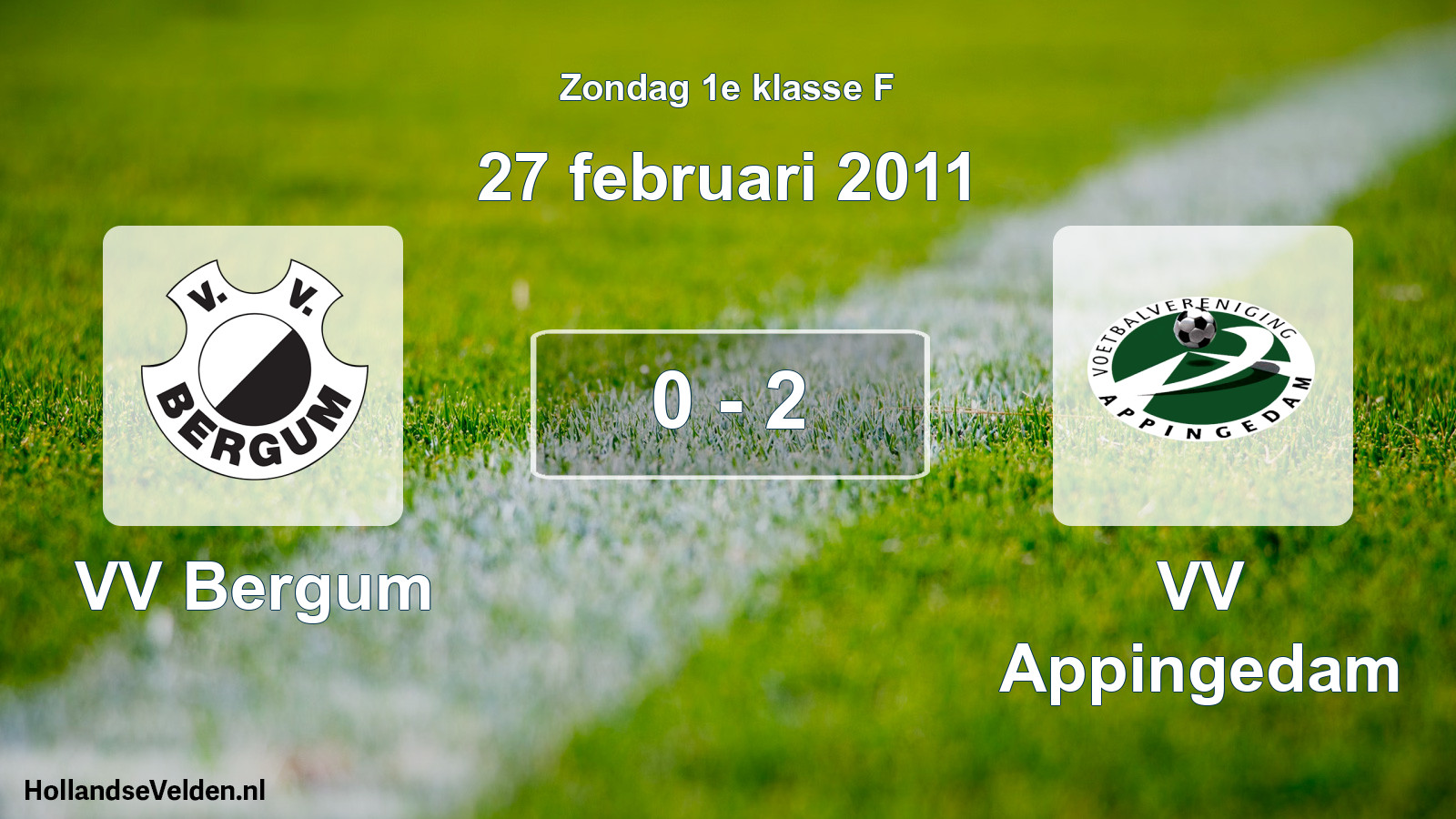 Total number of matches played: VV Bergum - VV Appingedam 0 - 2 (27 February 2011)