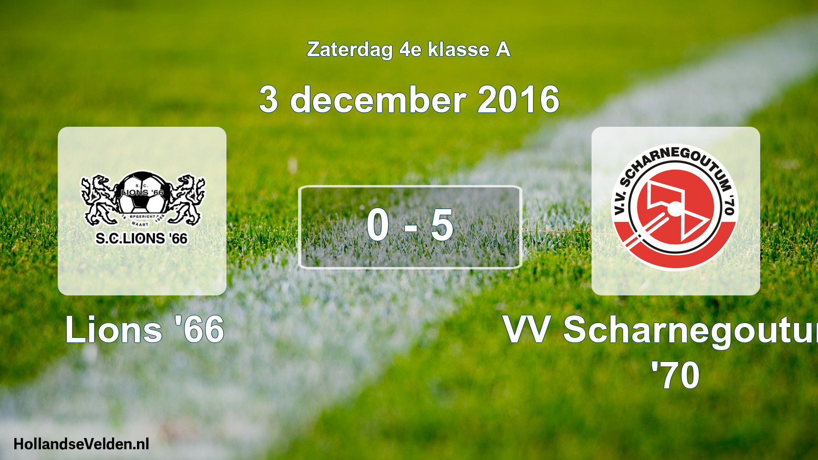 Total number of matches played: Lions '66 - VV Scharnegoutum '70 0 - 5 (3 December 2016)