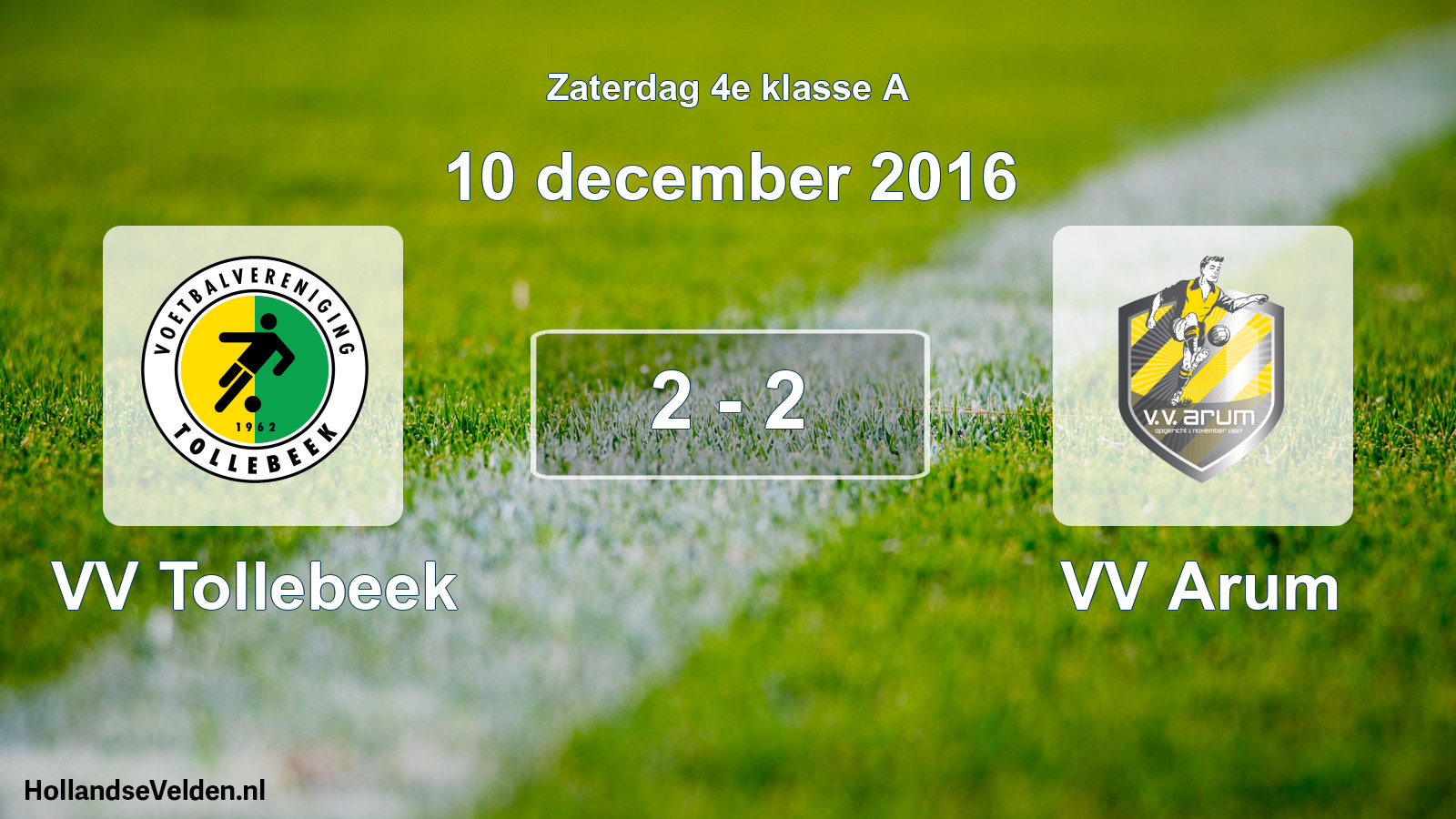 Total number of matches played: VV Tollebeek - VV Arum 2 - 2 (10 December 2016)