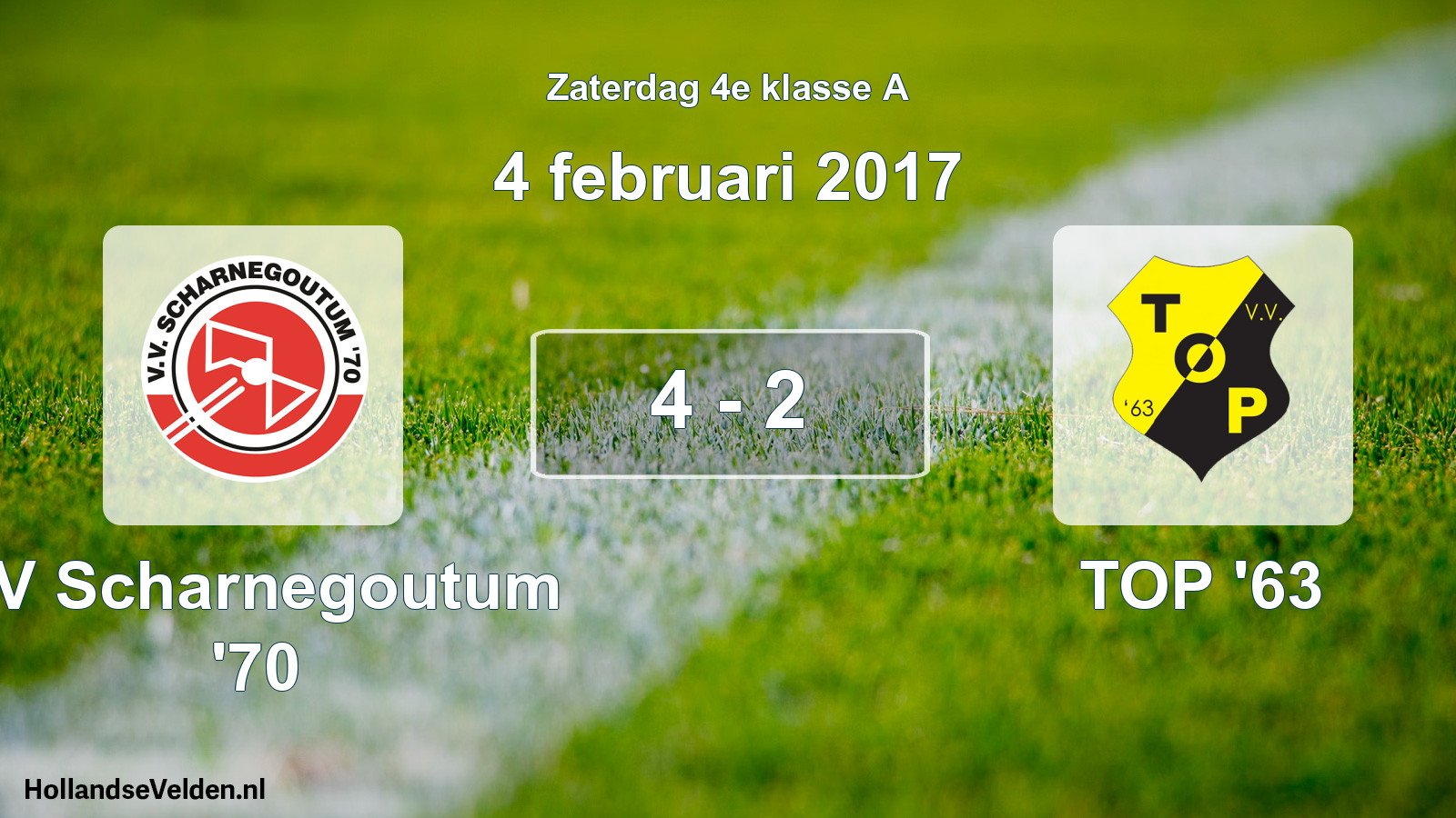 Total number of matches played: VV Scharnegoutum '70 - TOP '63 4 - 2 (4 February 2017)