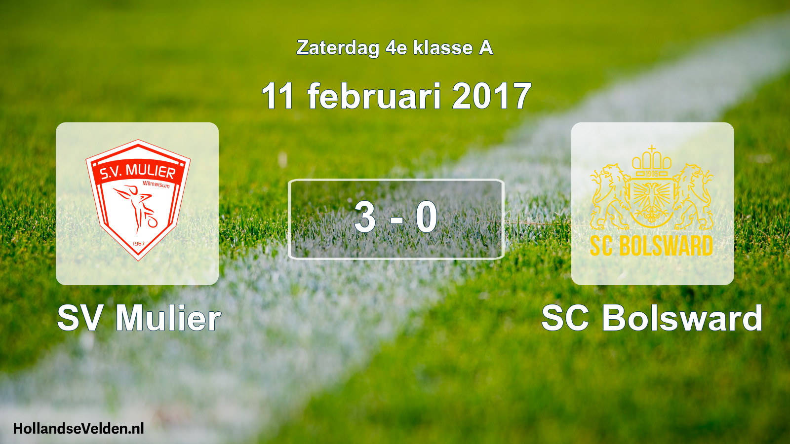 Total number of matches played: SV Mulier - SC Bolsward 3 - 0 (11 February 2017)