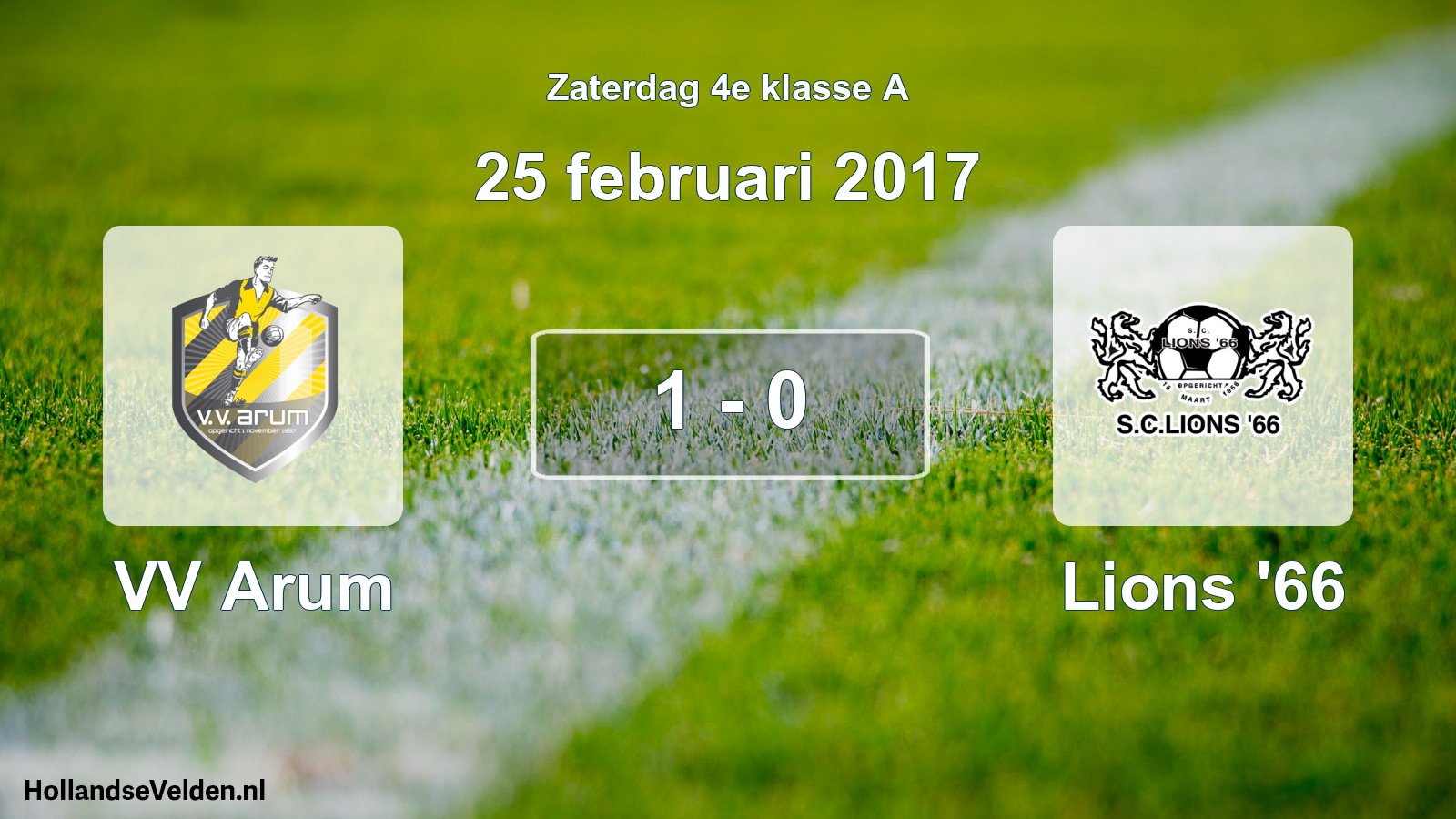 Total number of matches played: VV Arum - Lions '66 1 - 0 (25 February 2017)
