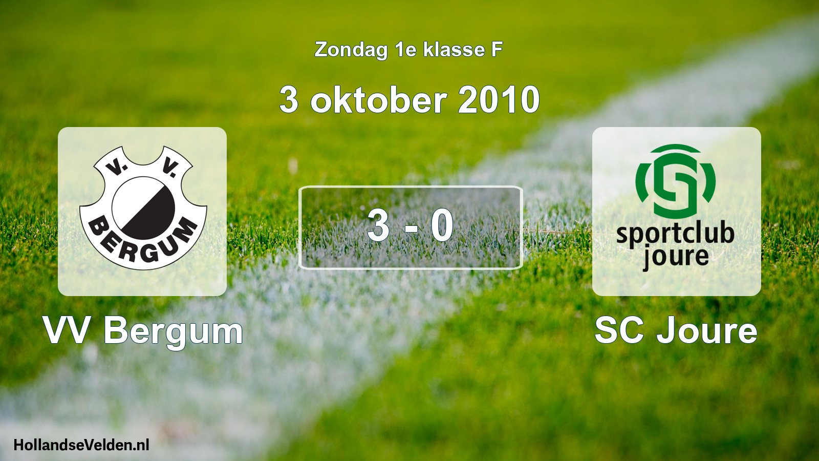Total number of matches played: VV Bergum - SC Joure 3 - 0 (3 October 2010)