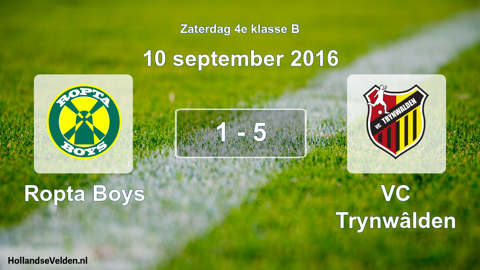 Total number of matches played: Ropta Boys - VC Trynwâlden 1 - 5 (10 September 2016)