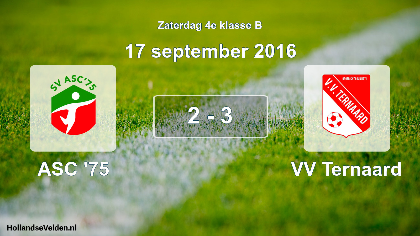 Total number of matches played: ASC '75 - VV Ternaard 2 - 3 (17 September 2016)