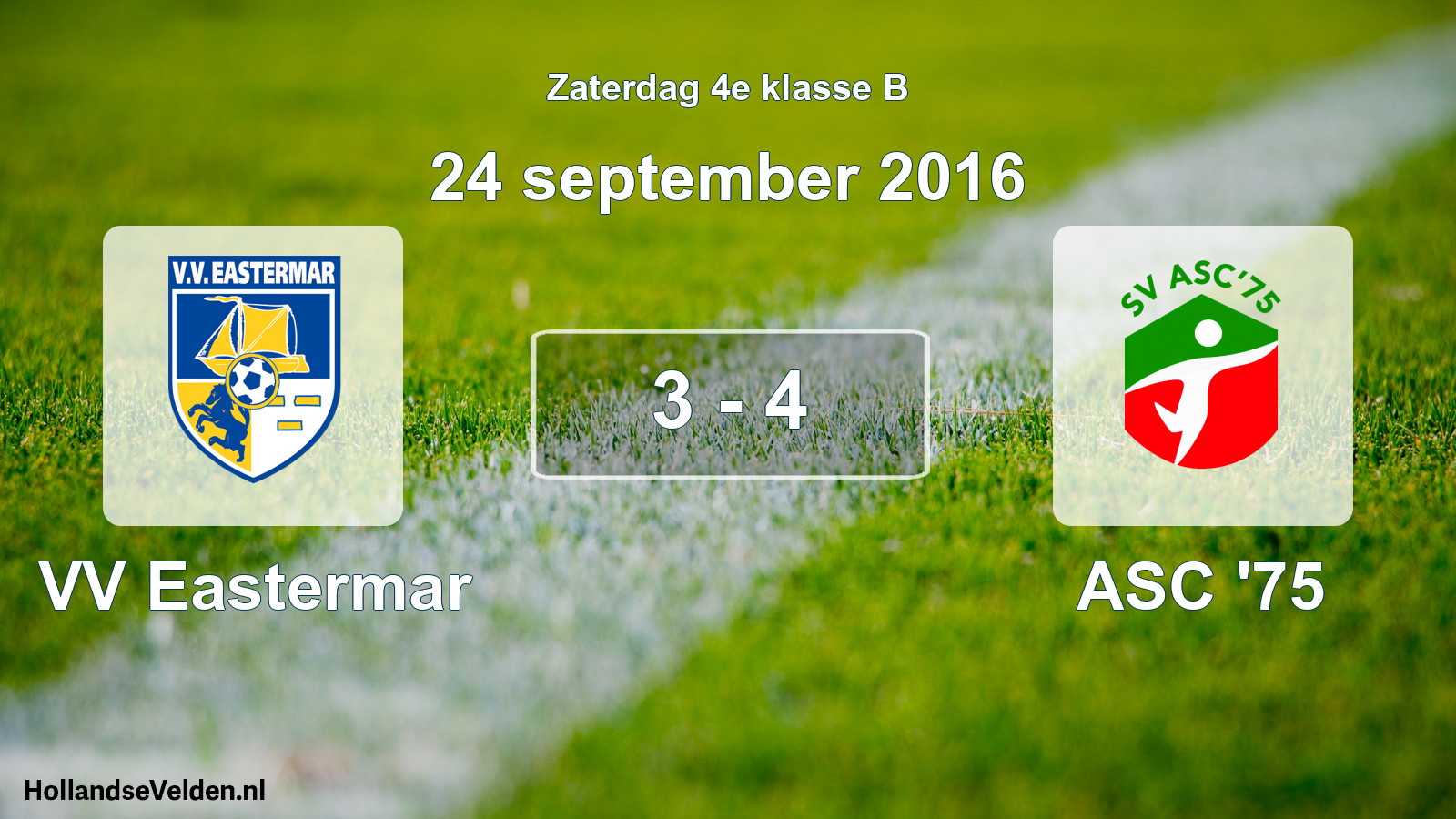 Total number of matches played: VV Eastermar - ASC '75 3 - 4 (24 September 2016)