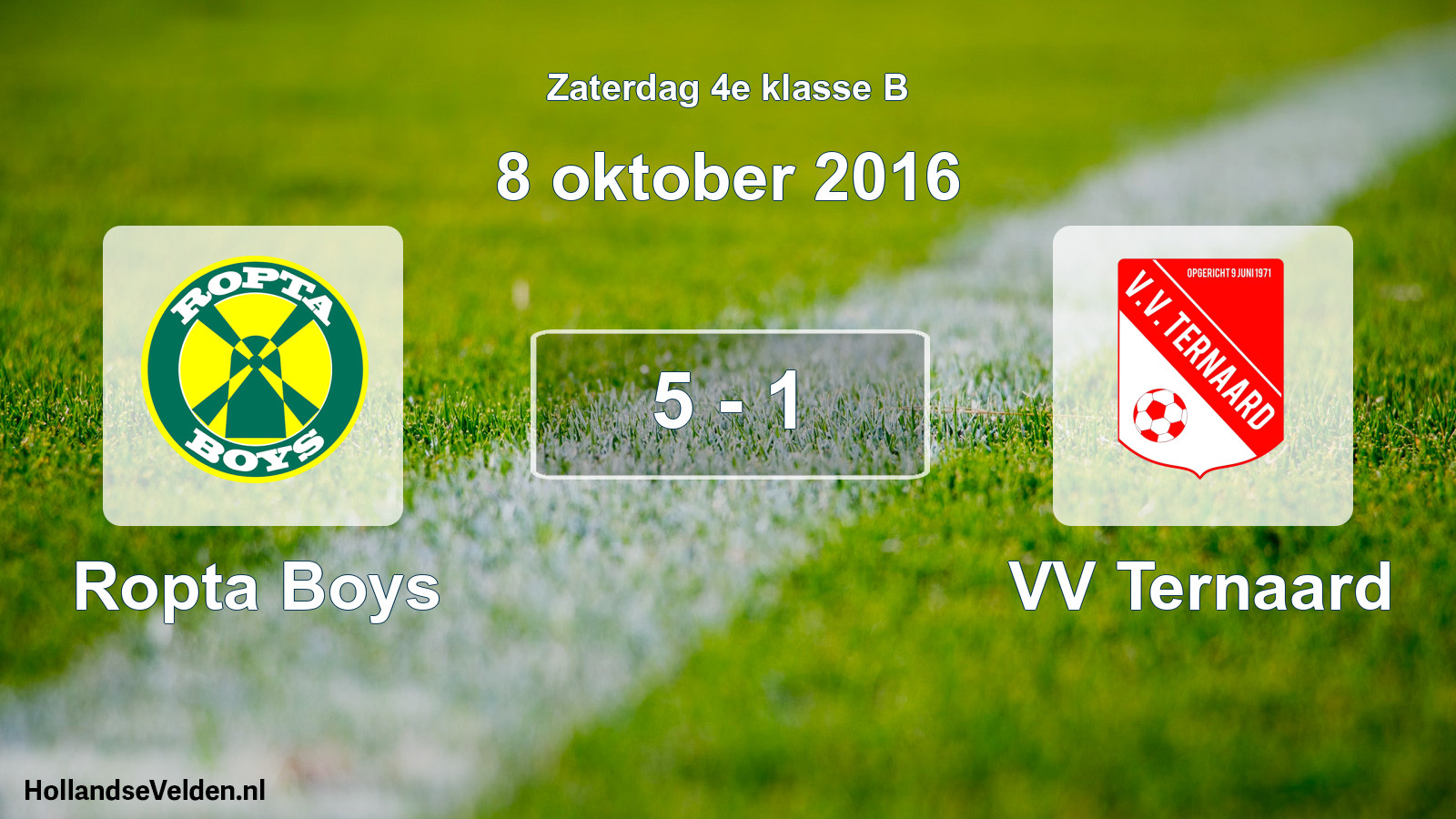 Total number of matches played: Ropta Boys - VV Ternaard 5 - 1 (8 October 2016)