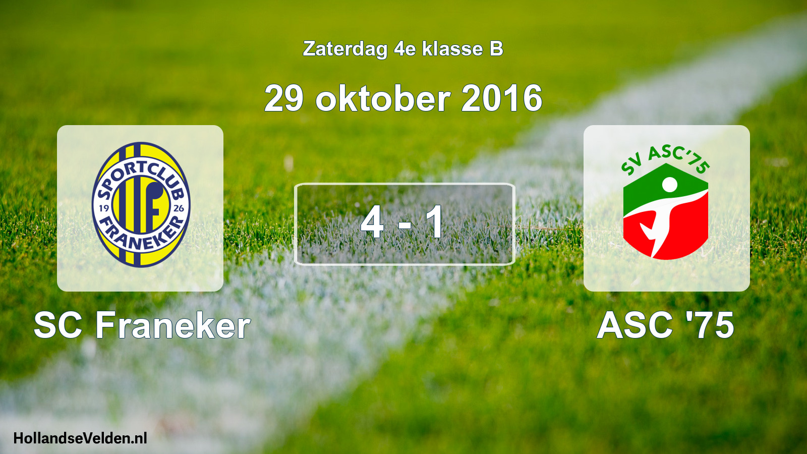 Total number of matches played: SC Franeker - ASC '75 4 - 1 (29 October 2016)