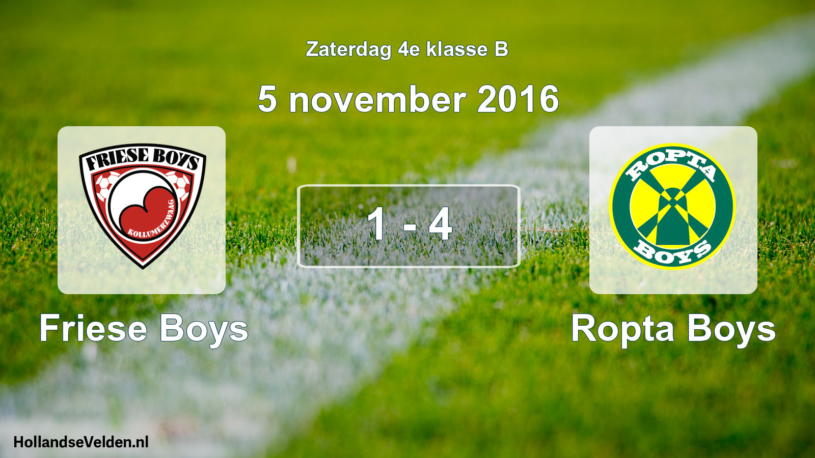 Total number of matches played: Friese Boys - Ropta Boys 1 - 4 (5 November 2016)