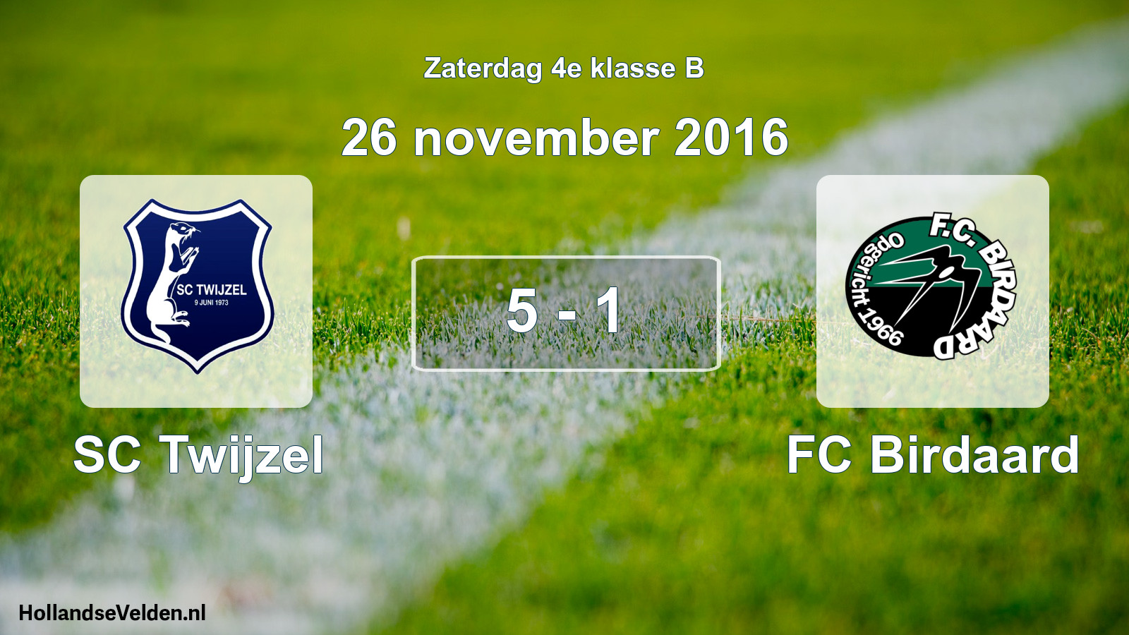 Total number of matches played: SC Twijzel - FC Birdaard 5 - 1 (26 November 2016)