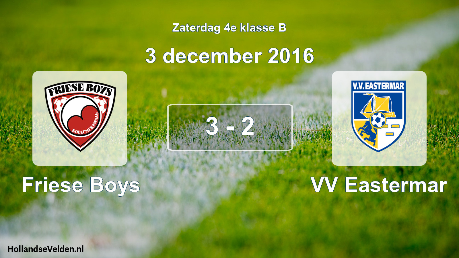 Total number of matches played: Friese Boys - VV Eastermar 3 - 2 (3 December 2016)