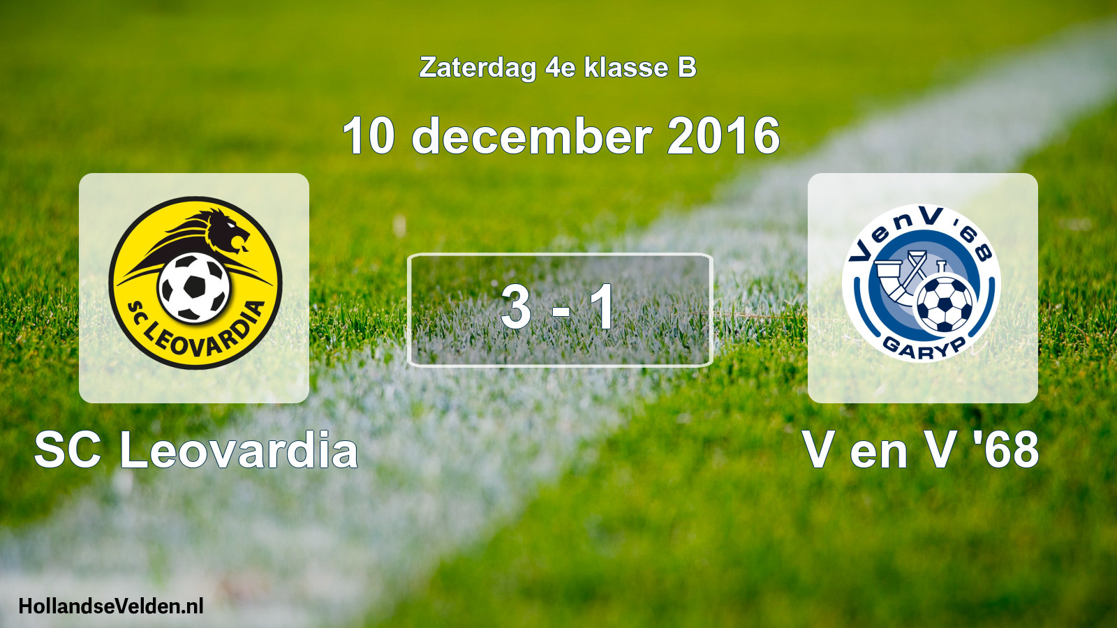 Total number of matches played: SC Leovardia - V en V '68 3 - 1 (10 December 2016)
