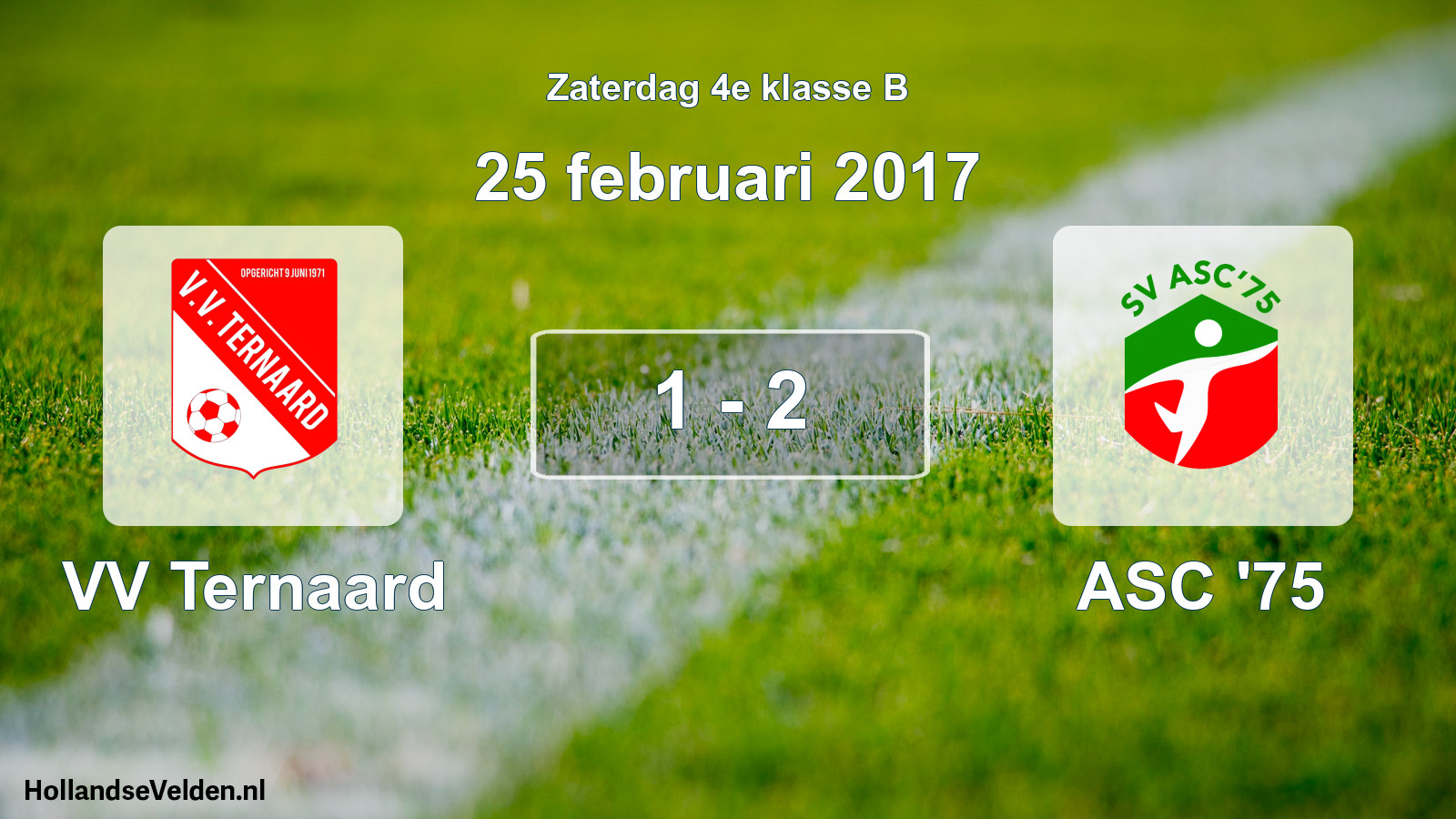 Total number of matches played: VV Ternaard - ASC '75 1 - 2 (25 February 2017)