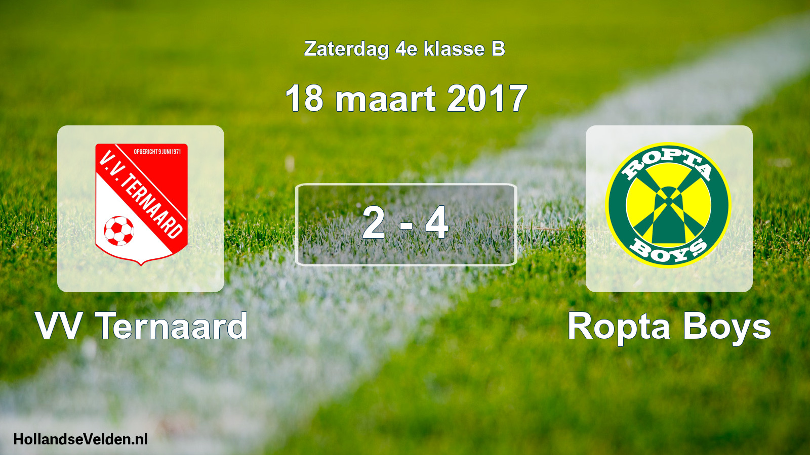 Total number of matches played: VV Ternaard - Ropta Boys 2 - 4 (18 March 2017)