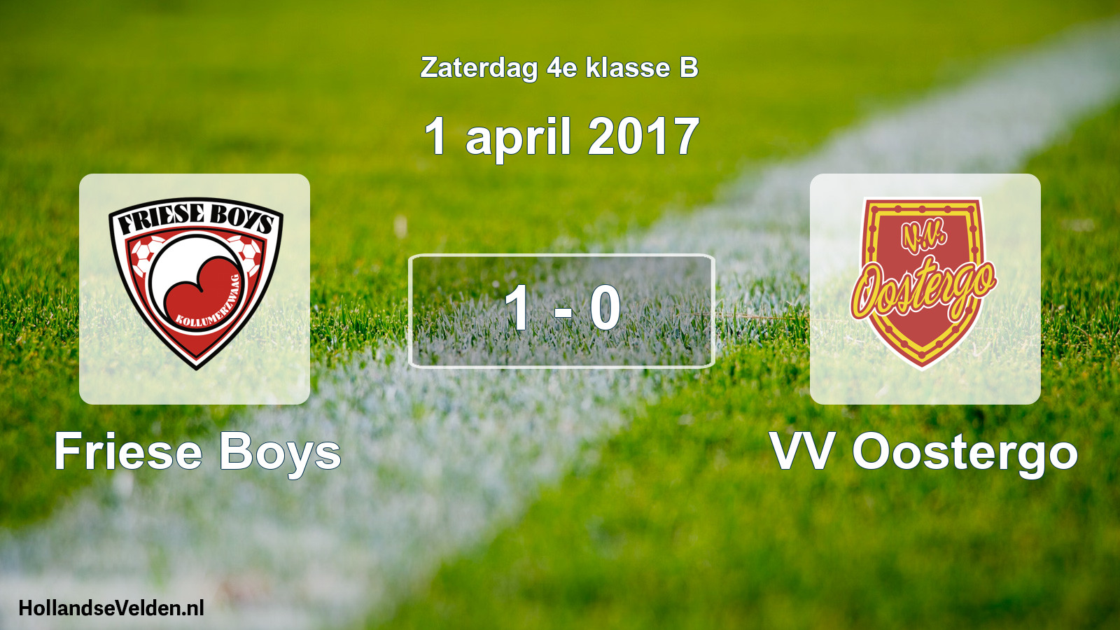 Total number of matches played: Friese Boys - VV Oostergo 1 - 0 (1 April 2017)