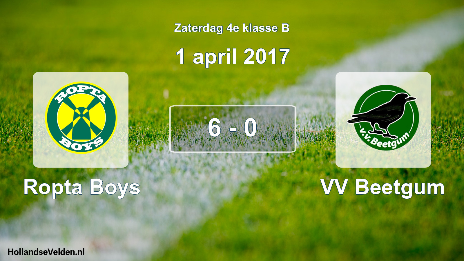 Total number of matches played: Ropta Boys - VV Beetgum 6 - 0 (1 April 2017)
