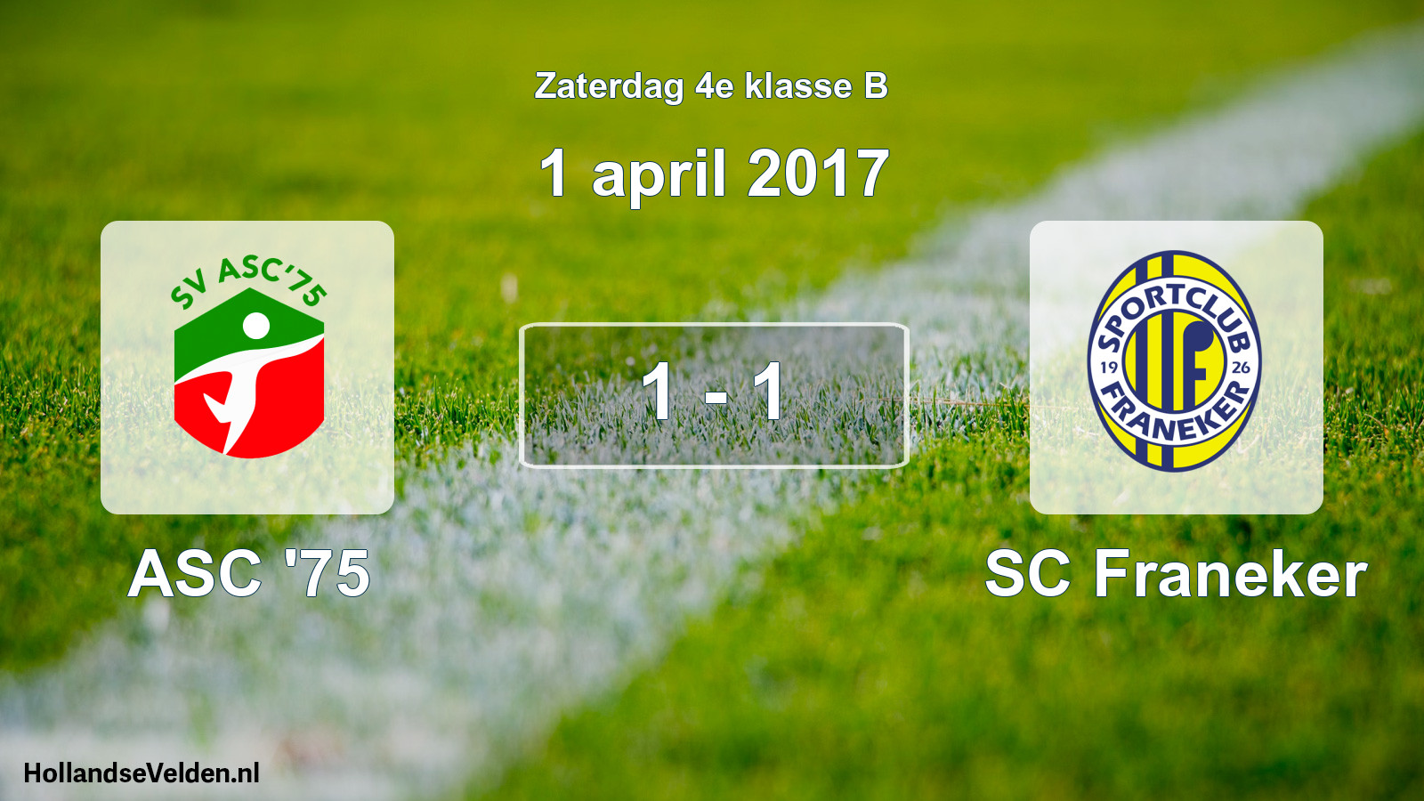Total number of matches played: ASC '75 - SC Franeker 1 - 1 (1 April 2017)
