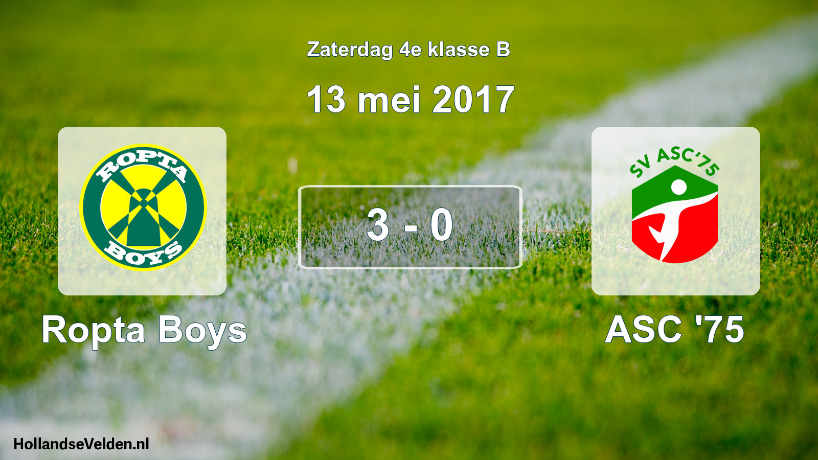 Total number of matches played: Ropta Boys - ASC '75 3 - 0 (13 May 2017)