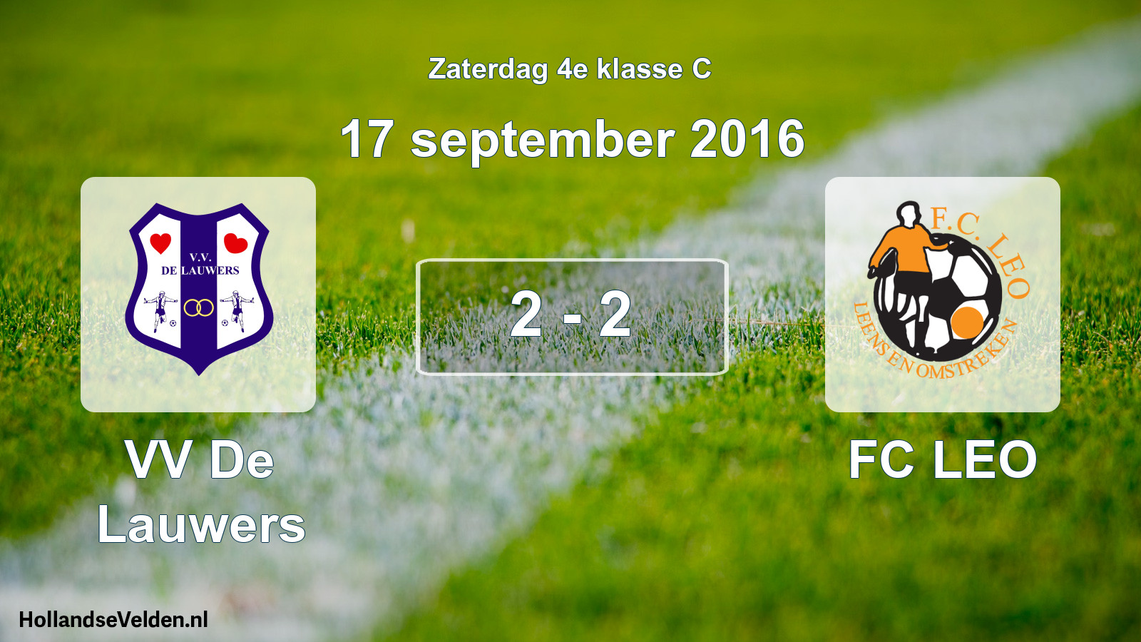 Total number of matches played: VV De Lauwers - FC LEO 2 - 2 (17 September 2016)