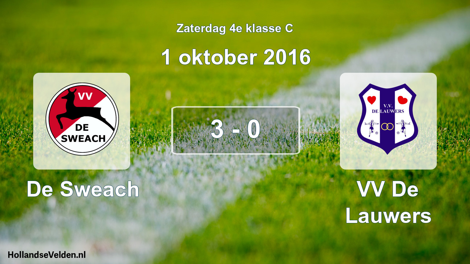 Total number of matches played: De Sweach - VV De Lauwers 3 - 0 (1 October 2016)