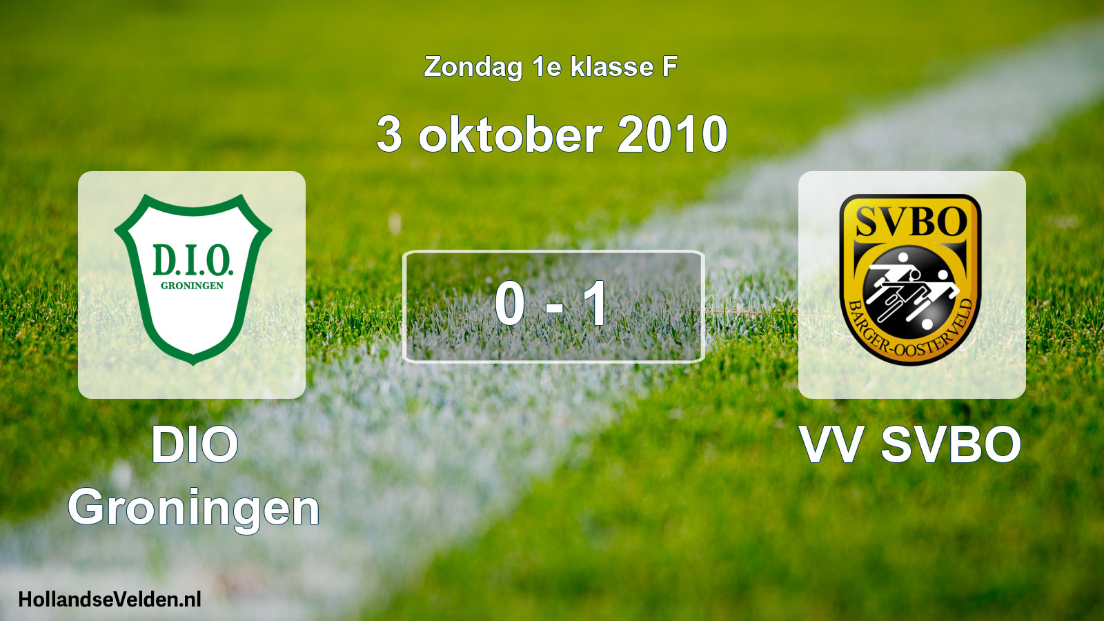 Total number of matches played: DIO Groningen - VV SVBO 0 - 1 (3 October 2010)
