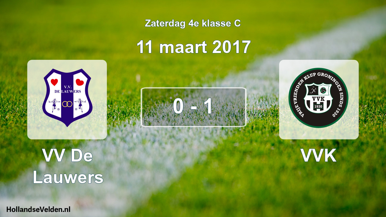 Total number of matches played: VV De Lauwers - VVK 0 - 1 (11 March 2017)