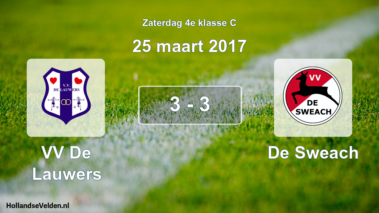Total number of matches played: VV De Lauwers - De Sweach 3 - 3 (25 March 2017)