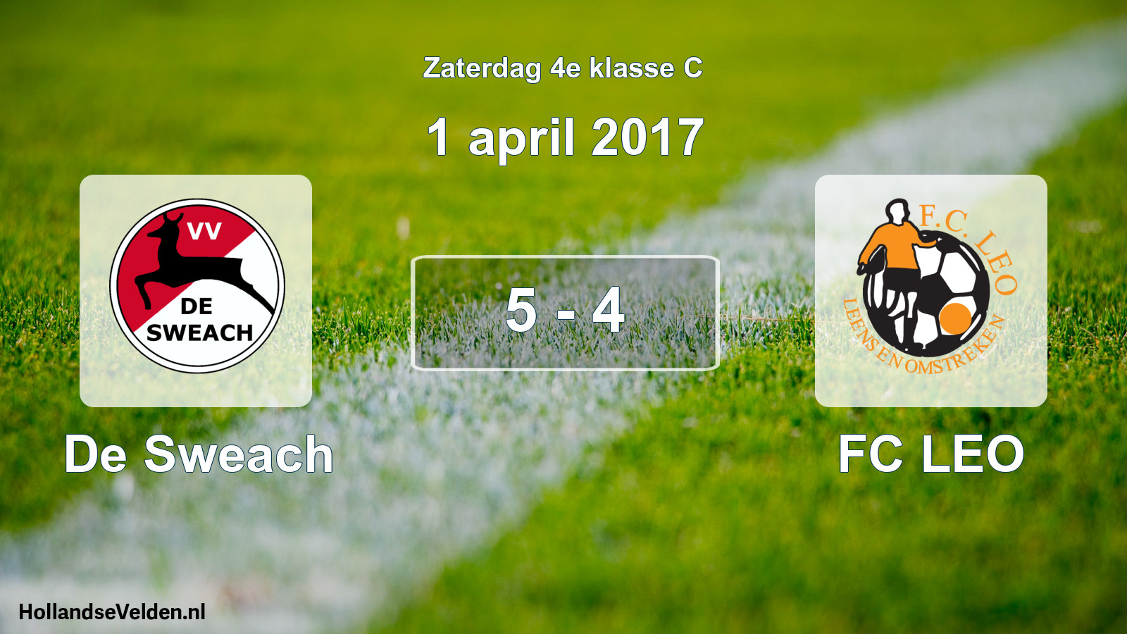 Total number of matches played: De Sweach - FC LEO 5 - 4 (1 April 2017)